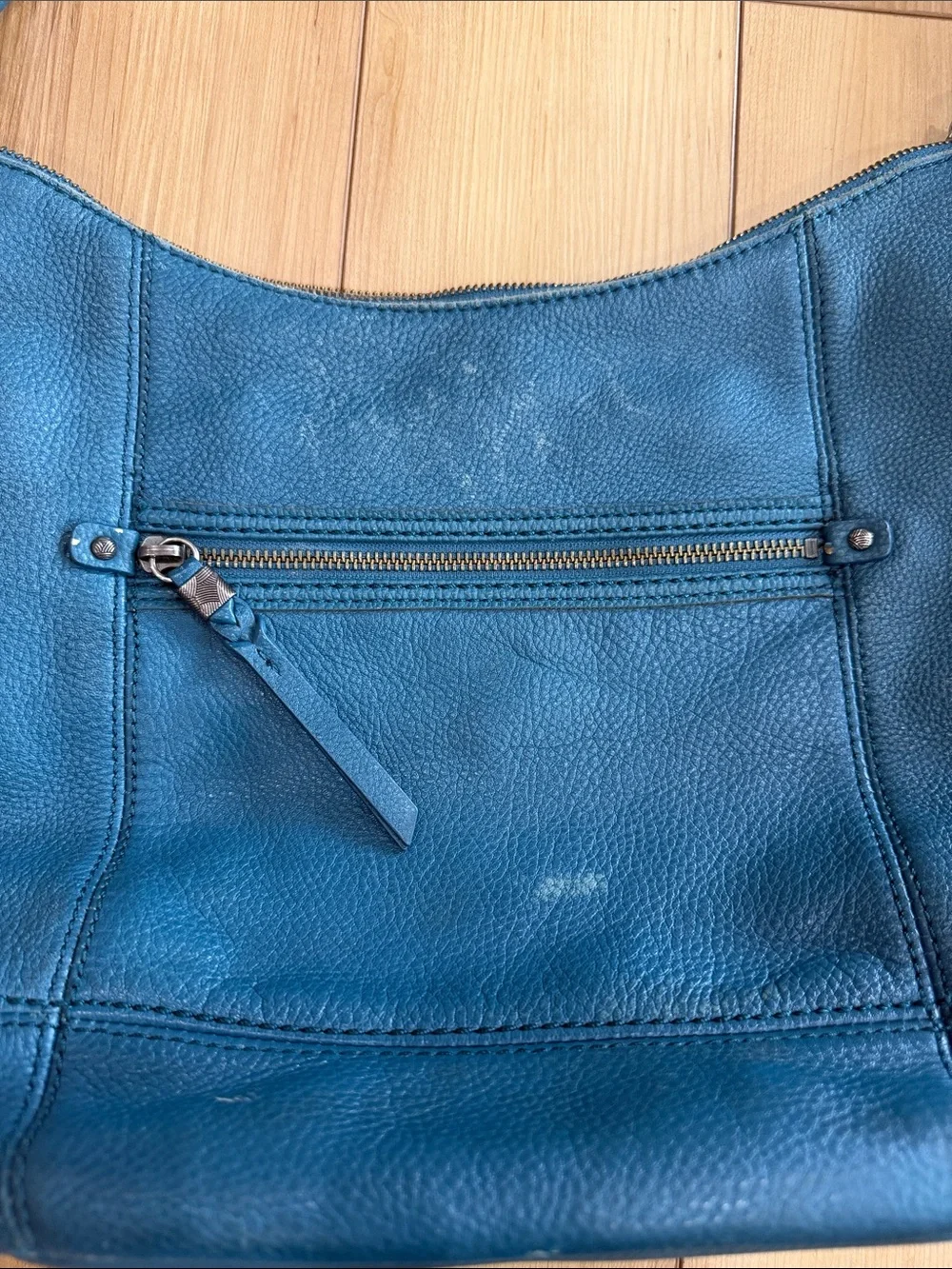 The Sak Teal Pebbled Leather Hobo Shoulder Bag